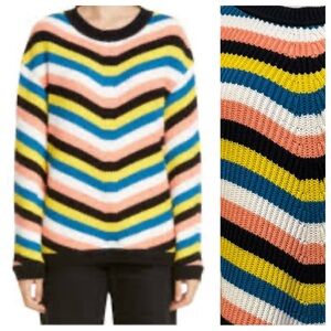 Victor Glemaud Cotton Cashmere Striped Chunky Knit sweater